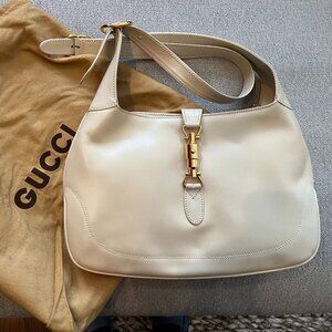 Vintage Gucci Jackie Handbag in White Leather
